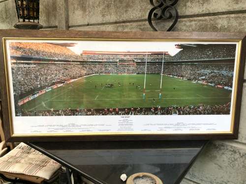 WOW !!! 1995 RUGBY WORLD CUP FINAL "THE DROP" FRAMED PHOTOGRAPH WITH THE ROAD TO THE FINAL HISTORY