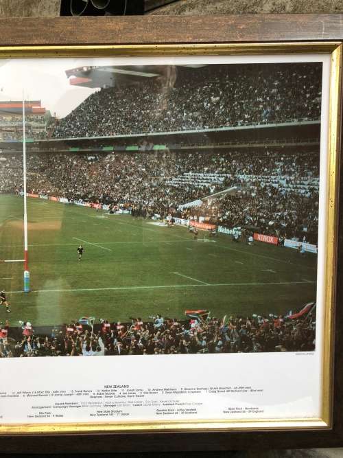 WOW !!! 1995 RUGBY WORLD CUP FINAL "THE DROP" FRAMED PHOTOGRAPH WITH THE ROAD TO THE FINAL HISTORY