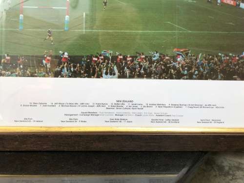 WOW !!! 1995 RUGBY WORLD CUP FINAL "THE DROP" FRAMED PHOTOGRAPH WITH THE ROAD TO THE FINAL HISTORY