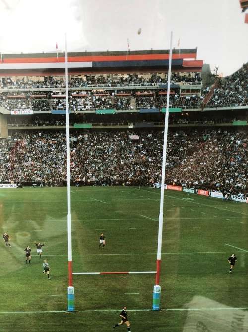 WOW !!! 1995 RUGBY WORLD CUP FINAL "THE DROP" FRAMED PHOTOGRAPH WITH THE ROAD TO THE FINAL HISTORY