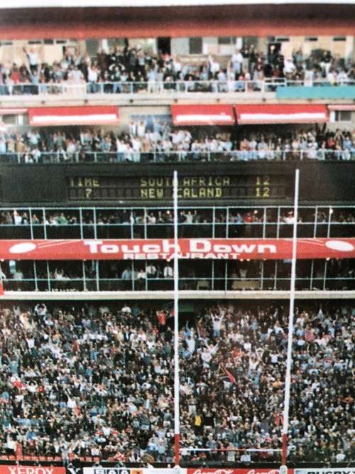 WOW !!! 1995 RUGBY WORLD CUP FINAL "THE DROP" FRAMED PHOTOGRAPH WITH THE ROAD TO THE FINAL HISTORY