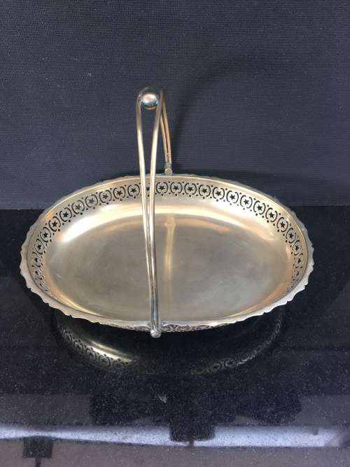 Stunning ornate  Silver plated  sweet Basket with markings. 28 cm x 20 cm x 5 cm