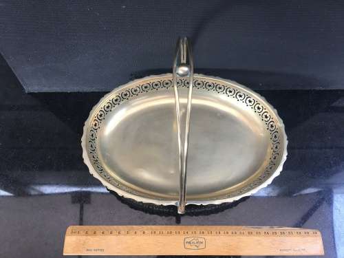 Stunning ornate  Silver plated  sweet Basket with markings. 28 cm x 20 cm x 5 cm