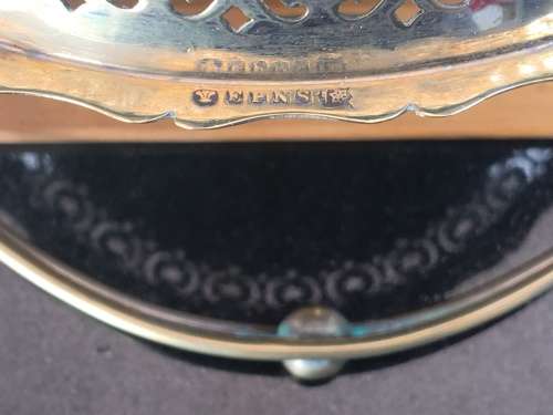 Stunning ornate  Silver plated  sweet Basket with markings. 28 cm x 20 cm x 5 cm