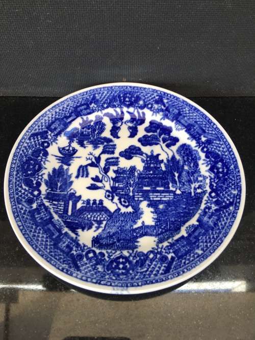 Beautiful Collectible Vintage Japanese porcelain Plate,Blue and White antique design. Marked Japan