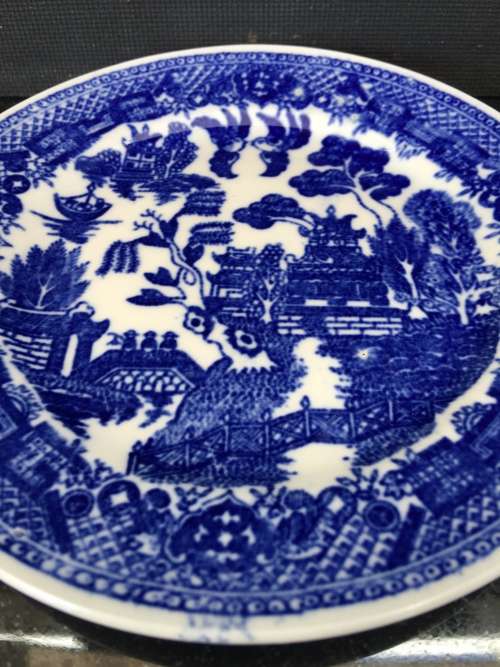 Beautiful Collectible Vintage Japanese porcelain Plate,Blue and White antique design. Marked Japan