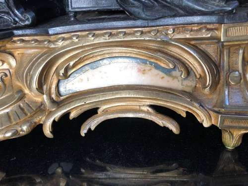 JAPY FRERE CIE MEDAILLE D`ARGENT 1844~1849 ORMOLU AND BRONZE FRENCH FIGURAL MANTLE CLOCK  ~ WORKING