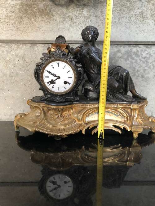 JAPY FRERE CIE MEDAILLE D`ARGENT 1844~1849 ORMOLU AND BRONZE FRENCH FIGURAL MANTLE CLOCK  ~ WORKING