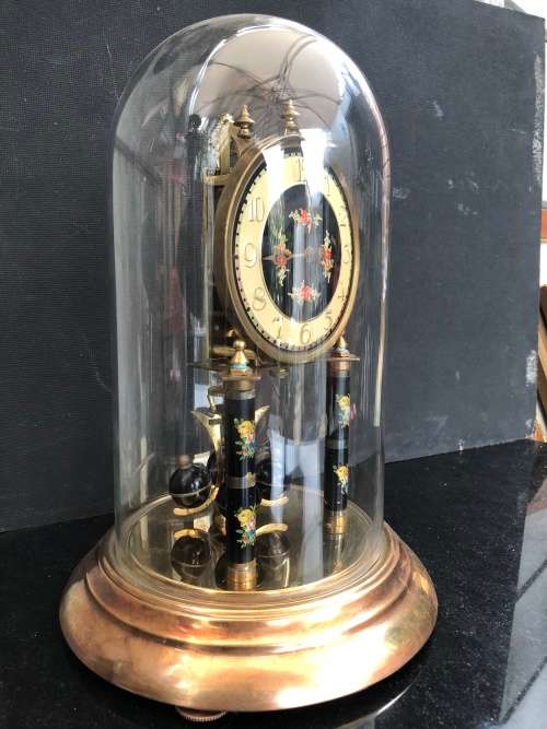 WOW !!! ABSOLUTELY STUNNING GERMAN ANNIVERSARY DOME CLOCK IN EXCELLENT WORKING ORDER , WITH THE KEY