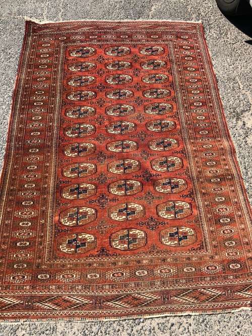 WOW !!!  A STUNNING NICELY WORN PURE WOOL HAND KNOTTED BOKHARA PERSIAN CARPET ~ 1450 X 2150mm