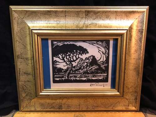 JH PIERNEEF ~ VINTAGE FRAMED PRINT OF LITHOGRAPH IN A STUNNING WOODEN FRAME AND BEHIND GLASS