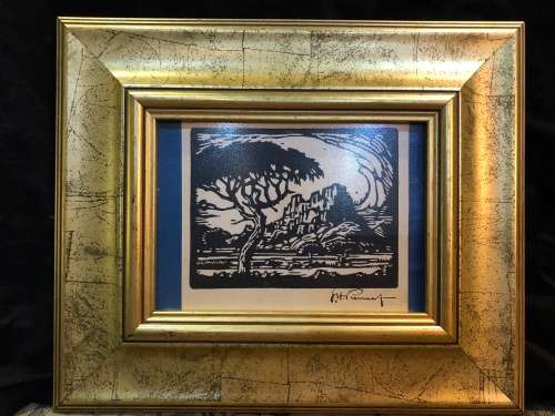 JH PIERNEEF ~ VINTAGE FRAMED PRINT OF LITHOGRAPH IN A STUNNING WOODEN FRAME AND BEHIND GLASS