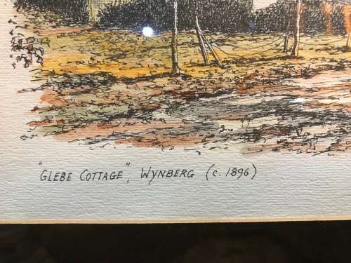 JOHN HALL ~ SIGNED IN 1977 IN PENCIL LIMITED EDITION FRAMED PRINT OF "GLEBE COTTAGE " WYNBERG 1896