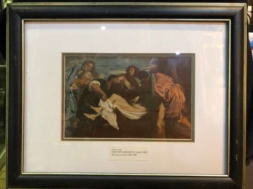 HISTORICAL RELIGIOUS PLATE SIX FRAMED PRINT OF THE ENTOMBMENT (ABOUT 1525) ORIGINAL IN THE LOUVRE