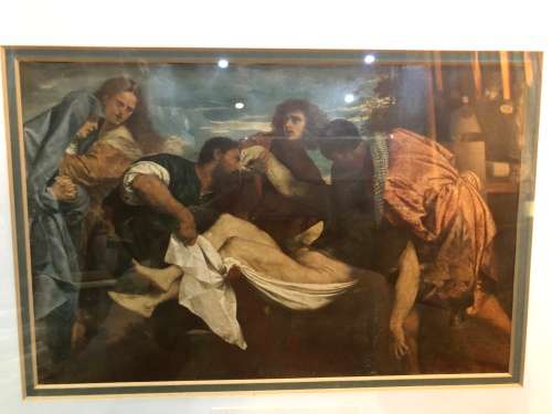 HISTORICAL RELIGIOUS PLATE SIX FRAMED PRINT OF THE ENTOMBMENT (ABOUT 1525) ORIGINAL IN THE LOUVRE