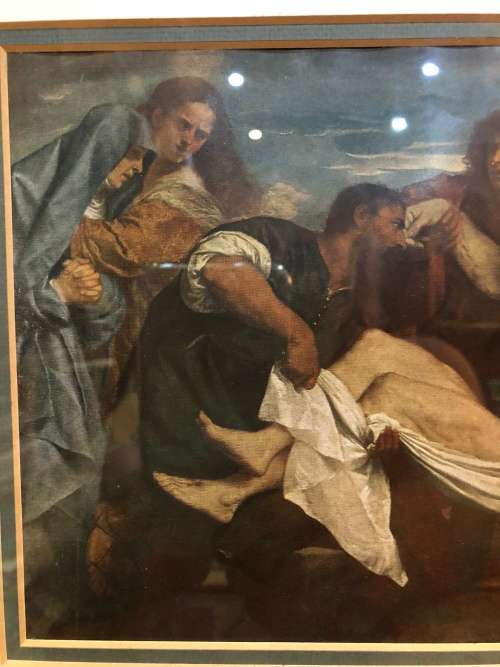 HISTORICAL RELIGIOUS PLATE SIX FRAMED PRINT OF THE ENTOMBMENT (ABOUT 1525) ORIGINAL IN THE LOUVRE