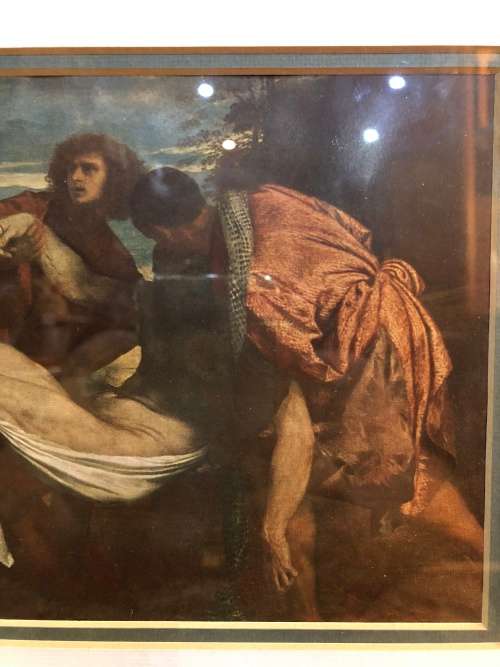 HISTORICAL RELIGIOUS PLATE SIX FRAMED PRINT OF THE ENTOMBMENT (ABOUT 1525) ORIGINAL IN THE LOUVRE