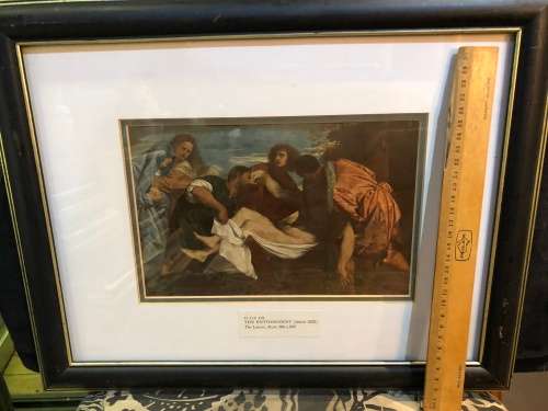 HISTORICAL RELIGIOUS PLATE SIX FRAMED PRINT OF THE ENTOMBMENT (ABOUT 1525) ORIGINAL IN THE LOUVRE
