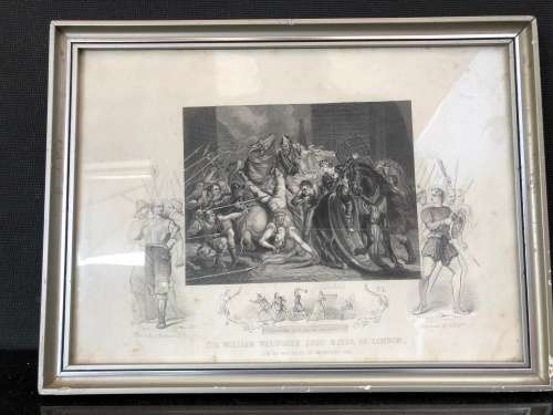 WOW !!!  STUNNING FRAMED ENGRAVING OF SIR WILLIAM WALWORTH , LORD MAYOR OF LONDON 1381