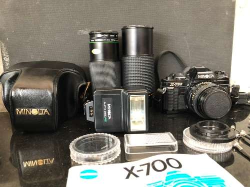 WOW !!!  COMPLETE MINOLTA X~700 CAMERA WITH 2 EXTRA LENSES AND MANY OTHER EXTRAS , CHECK DESCRIPTION