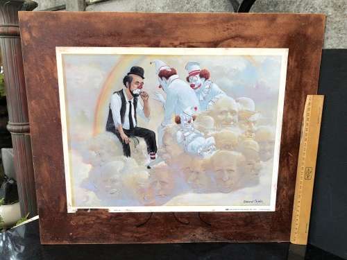 WOW !!! ROBERT OWEN LITHOGRAPH ON BOARD BUT UNFRAMED TITLED ~ POT AT THE END OF THE RAINBOW