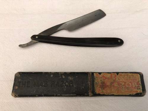 WOW !!! ANTIQUE THE MAB STRAIGHT CUT STROP RAZOR IN THE ORIGINAL BOX AND STILL SHARP