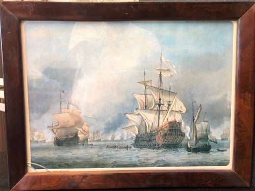 WOW !!! WILLEM VAN DER VELDE DE JONGE PRINT OF THE CAPTURE OF THE FLAGSHIP "ROYAL PRINCE"