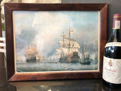 WOW !!! WILLEM VAN DER VELDE DE JONGE PRINT OF THE CAPTURE OF THE FLAGSHIP "ROYAL PRINCE"
