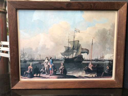 WOW !!! STUNNING FRAMED LUDOLF BACKHUYSEN PRINT TITLED "VIEW OF AMSTERDAM" FRAMED BEHIND GLASS