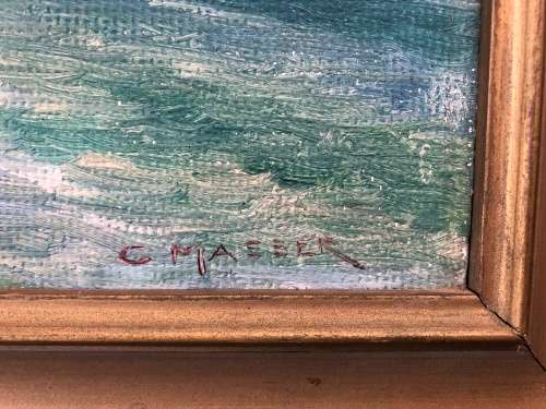 WOW !!!! CHARLES MASSER ORIGINAL OIL ON BOARD LANDSCAPE OF THE 12 APOSTLES IN A GOLD FRAME