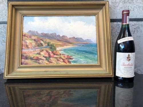 WOW !!!! CHARLES MASSER ORIGINAL OIL ON BOARD LANDSCAPE OF THE 12 APOSTLES IN A GOLD FRAME