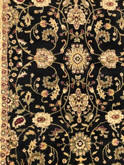 BEAUTIFUL PERSIAN STYLE AFGHANI MACHINE MADE CARPET BLACK/BLACK 1600 X 2300mm