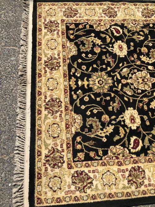 BEAUTIFUL PERSIAN STYLE AFGHANI MACHINE MADE CARPET BLACK/BLACK 1600 X 2300mm