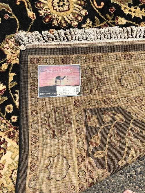 BEAUTIFUL PERSIAN STYLE AFGHANI MACHINE MADE CARPET BLACK/BLACK 1600 X 2300mm