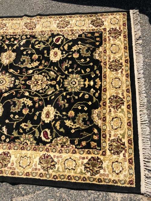 BEAUTIFUL PERSIAN STYLE AFGHANI MACHINE MADE CARPET BLACK/BLACK 1600 X 2300mm