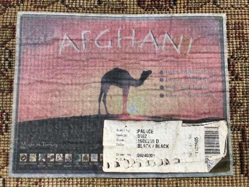 BEAUTIFUL PERSIAN STYLE AFGHANI MACHINE MADE CARPET BLACK/BLACK 1600 X 2300mm