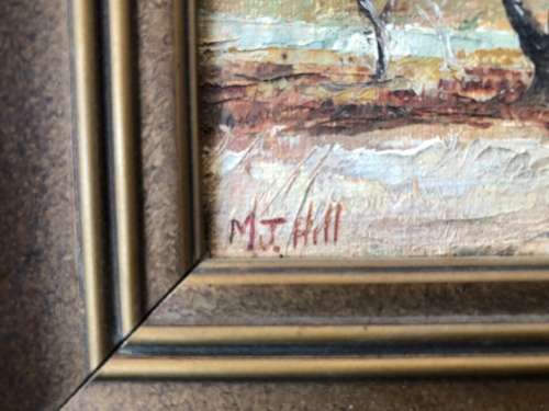 WOW !!! A FANTASTIC FRAMED ORIGINAL LANDSCAPE OIL ON BOARD BY H.J.HILL signed