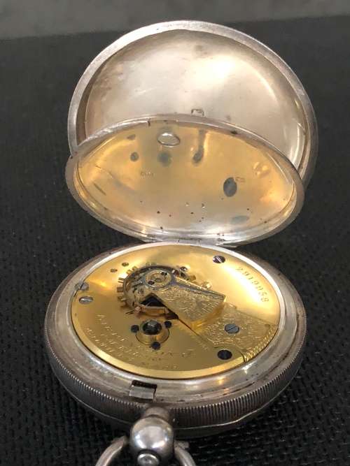 WOW !!! AWWC Farringdon J, Wm. Ellery Pocket Watch , Sterling Hallmarks circa 1886 ~ needs a service
