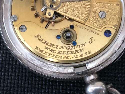 WOW !!! AWWC Farringdon J, Wm. Ellery Pocket Watch , Sterling Hallmarks circa 1886 ~ needs a service