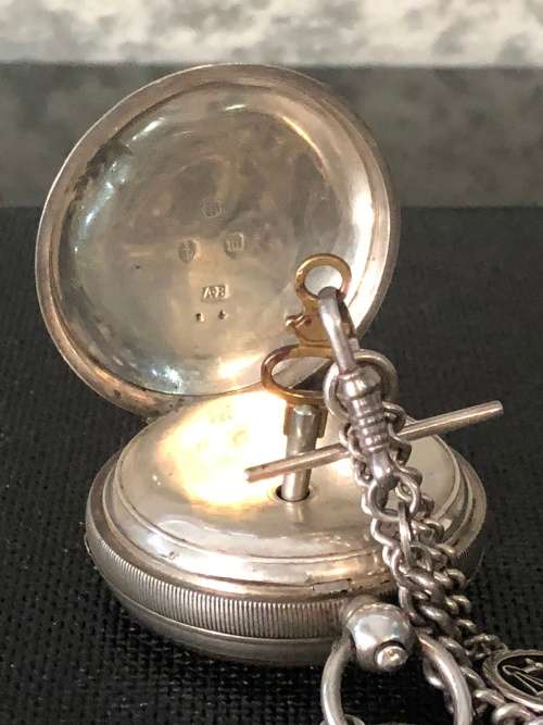 WOW !!! AWWC Farringdon J, Wm. Ellery Pocket Watch , Sterling Hallmarks circa 1886 ~ needs a service