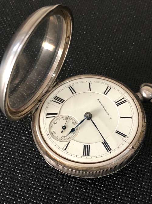 WOW !!! AWWC Farringdon J, Wm. Ellery Pocket Watch , Sterling Hallmarks circa 1886 ~ needs a service