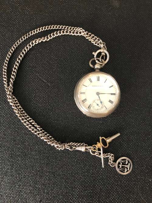 WOW !!! AWWC Farringdon J, Wm. Ellery Pocket Watch , Sterling Hallmarks circa 1886 ~ needs a service