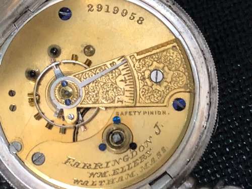 WOW !!! AWWC Farringdon J, Wm. Ellery Pocket Watch , Sterling Hallmarks circa 1886 ~ needs a service