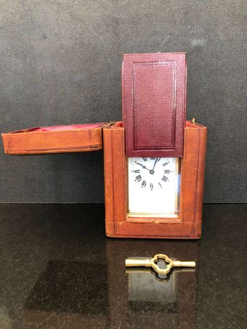 STUNNING SOLID BRASS AND GLASS CHIMING FRENCH CARRIAGE CLOCK IN ORIGINAL CASE WORKING 100%