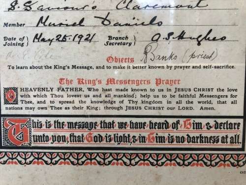WOW !!! ALMOST ANTIQUE THE KING'S MESSENGERS FRAMED CERTIFICATE OF MEMBERSHIP dated 1921