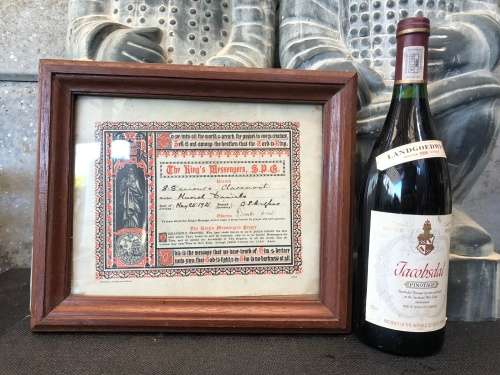 WOW !!! ALMOST ANTIQUE THE KING'S MESSENGERS FRAMED CERTIFICATE OF MEMBERSHIP dated 1921