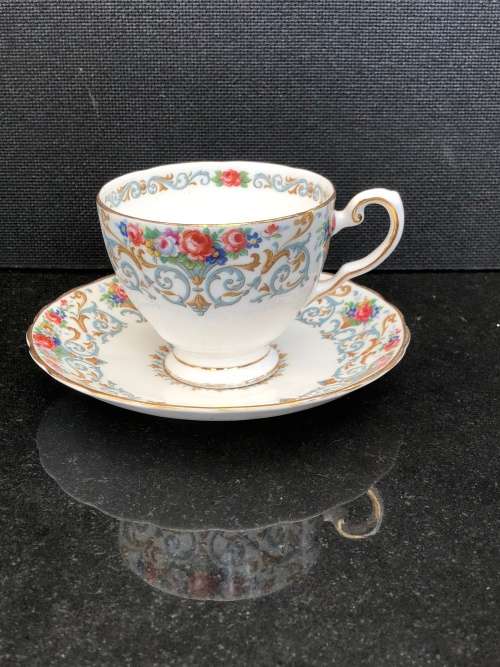 #2 ~ STUNNING RARE TUSCAN BONE CHINA "ORLEANS" ENGLISH PORCELAIN DUO circa 1947