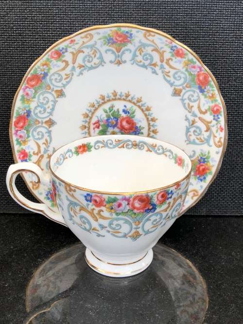 #2 ~ STUNNING RARE TUSCAN BONE CHINA "ORLEANS" ENGLISH PORCELAIN DUO circa 1947