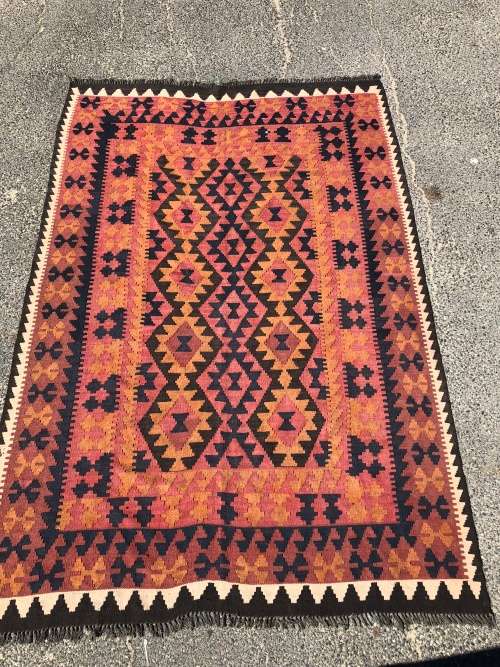 FANTASTIC LARGE PURE WOOL HAND KNOTTED FLAT WEAVE SHIRAZ KILIM PERSIAN CARPET 3000 X 2000mm