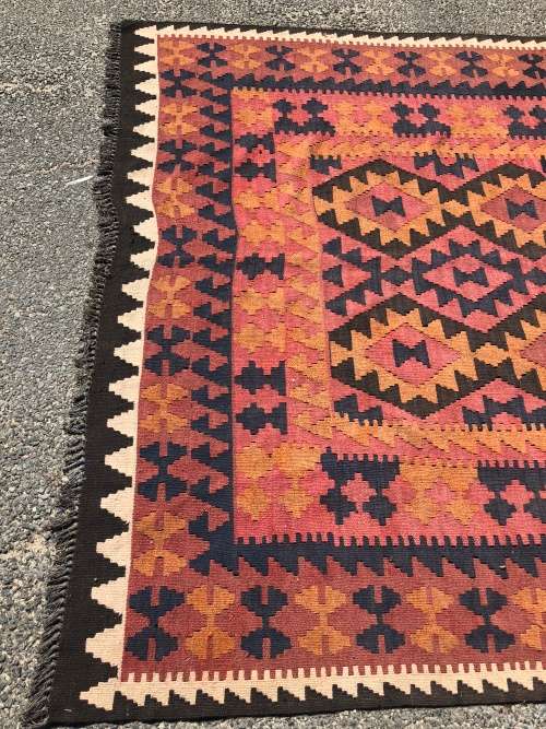FANTASTIC LARGE PURE WOOL HAND KNOTTED FLAT WEAVE SHIRAZ KILIM PERSIAN CARPET 3000 X 2000mm